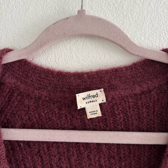 Wilfred Maroon Longline Button Front Mohair Wool Blend Cardigan XS - Picture 3 of 9